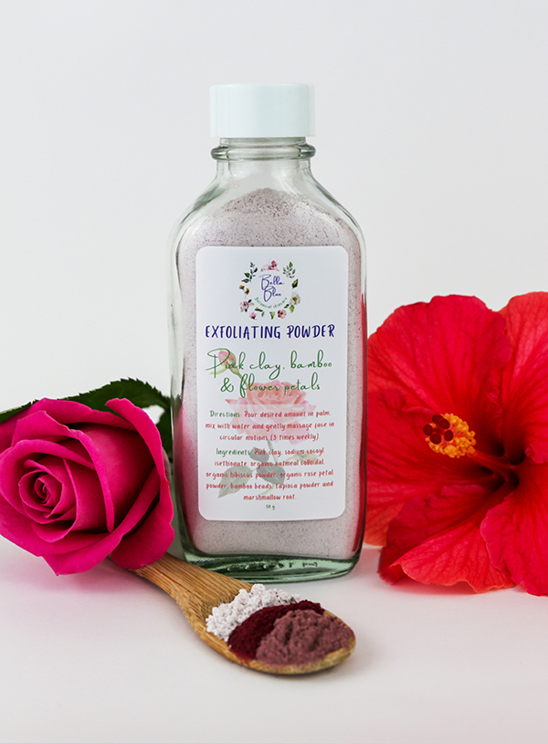 Exfoliating Powder with Pink Clay, Bamboo and Flower Petals